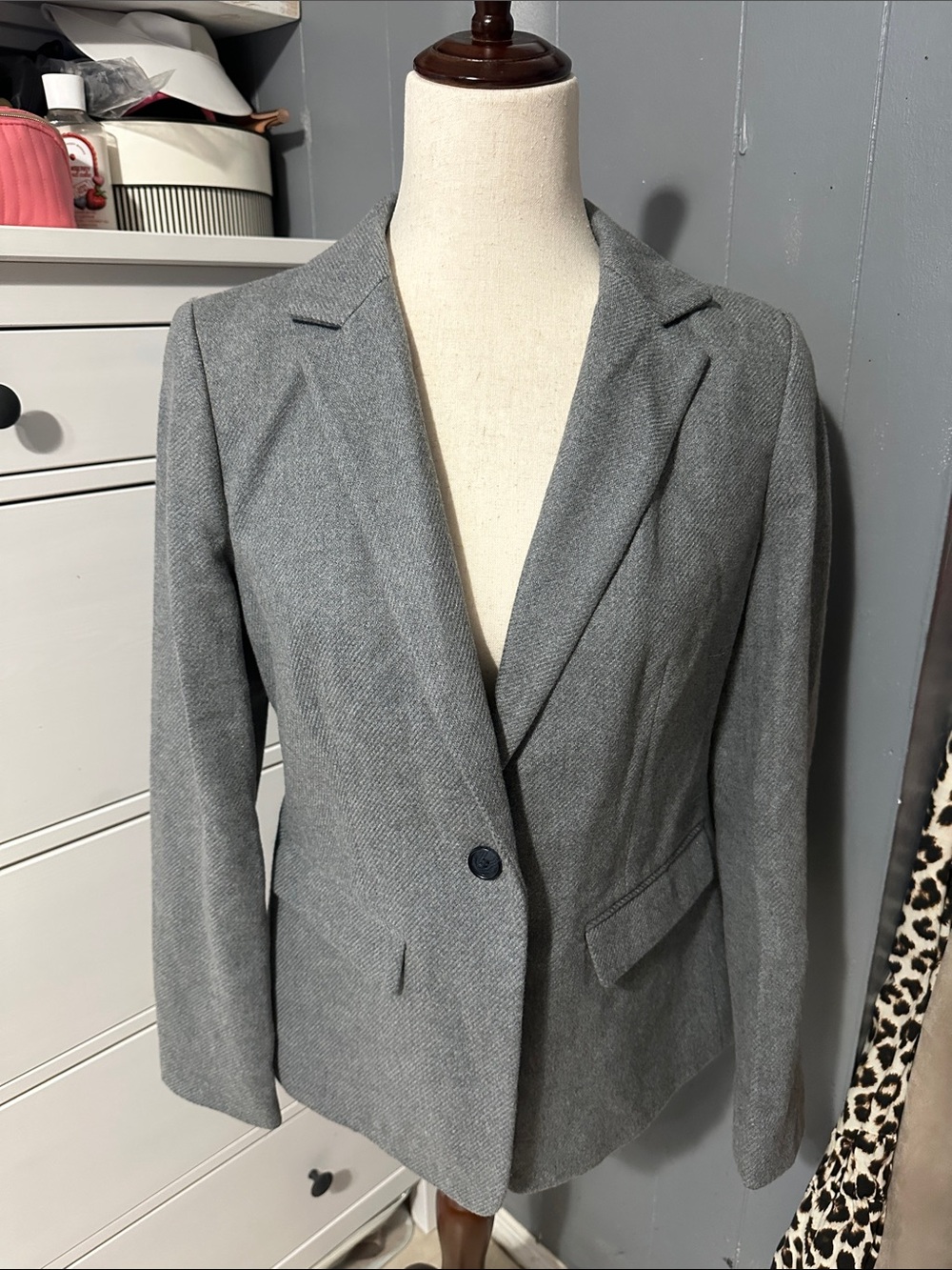 LOFT Gray Women's Single-Button Tailored Blazer